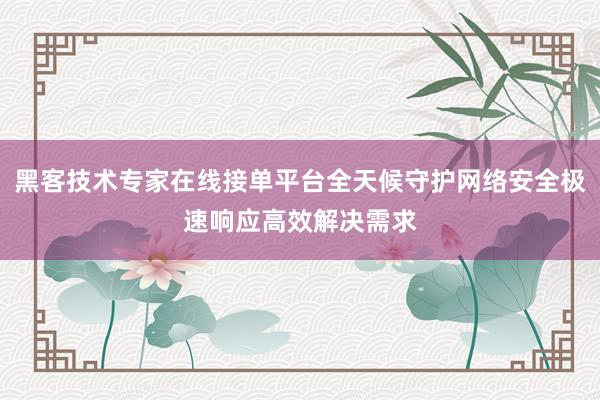 黑客技术专家在线接单平台全天候守护网络安全极速响应高效解决需求