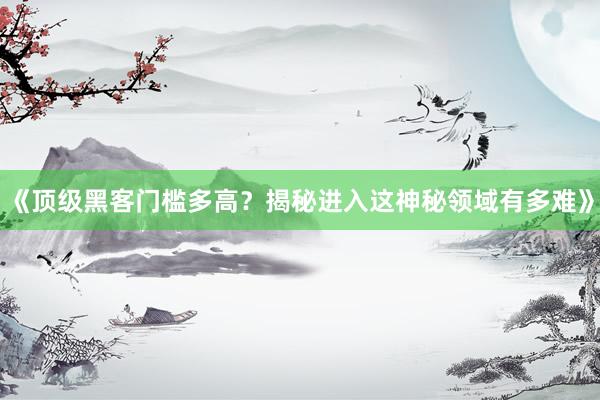 《顶级黑客门槛多高？揭秘进入这神秘领域有多难》